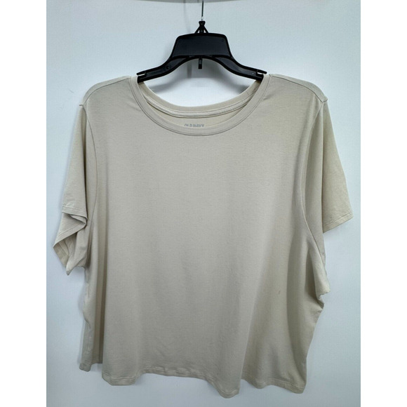 Old Navy Tops - Old Navy Womens Pullover Round Neck T-Shirt Top Short Sleeve Size 3X Beige NWOT